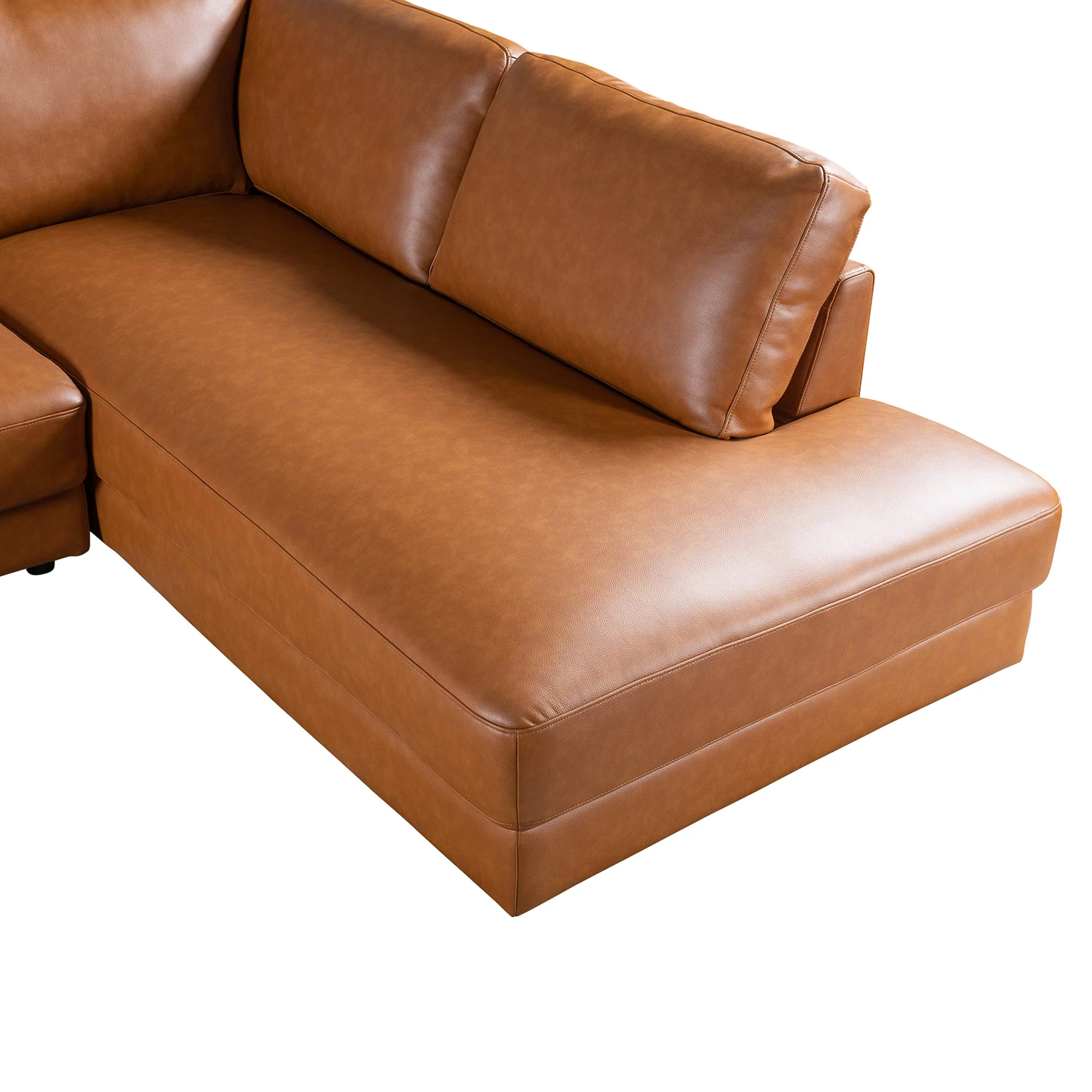 Glander Sectional Right Sofa - Cognac Leather - Image 3