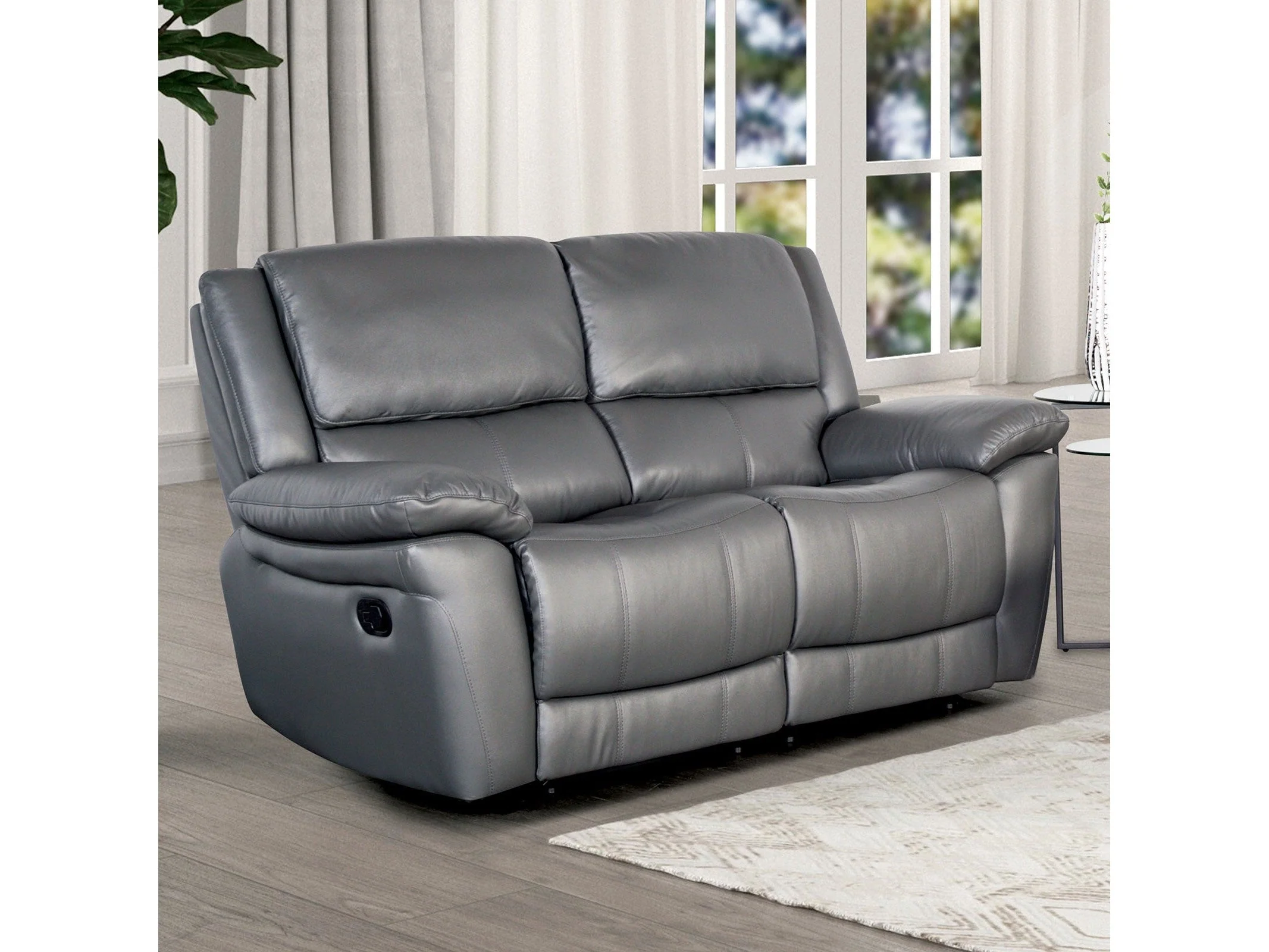 Glarus Dark Gray Leather Match Reclining Loveseat
