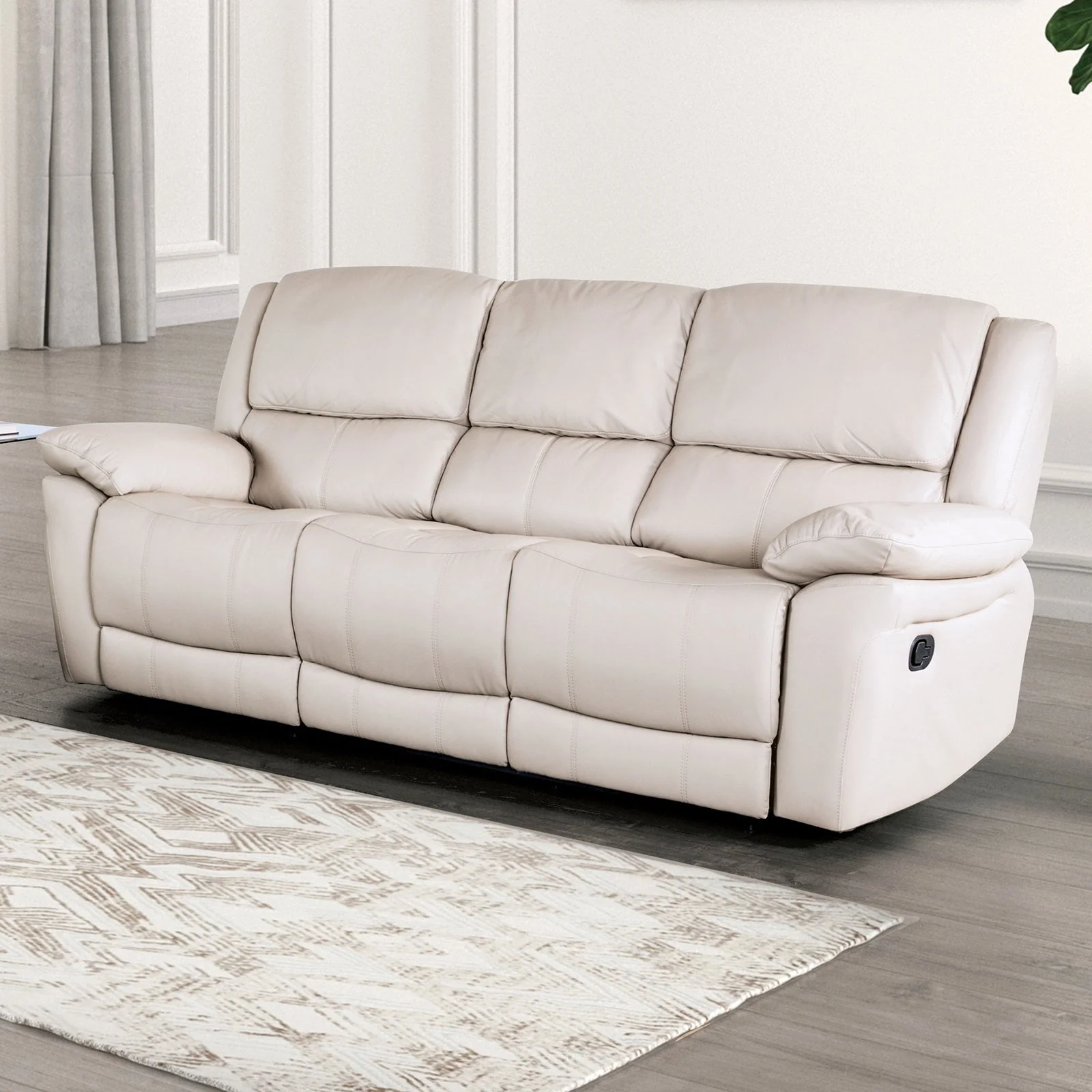 Glarus White Leather Match Reclining Living Room Set - Image 2