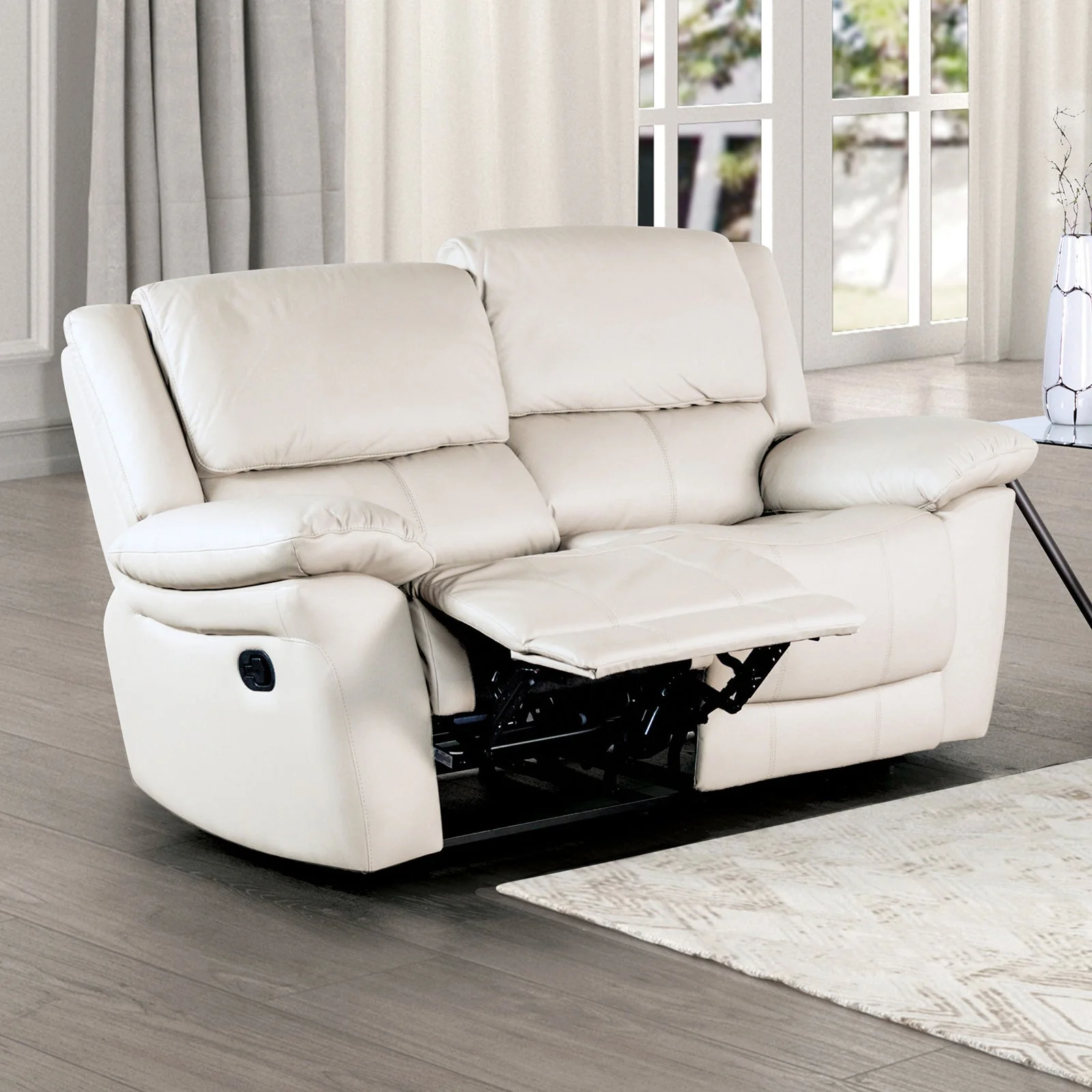 Glarus White Leather Match Reclining Living Room Set - Image 3