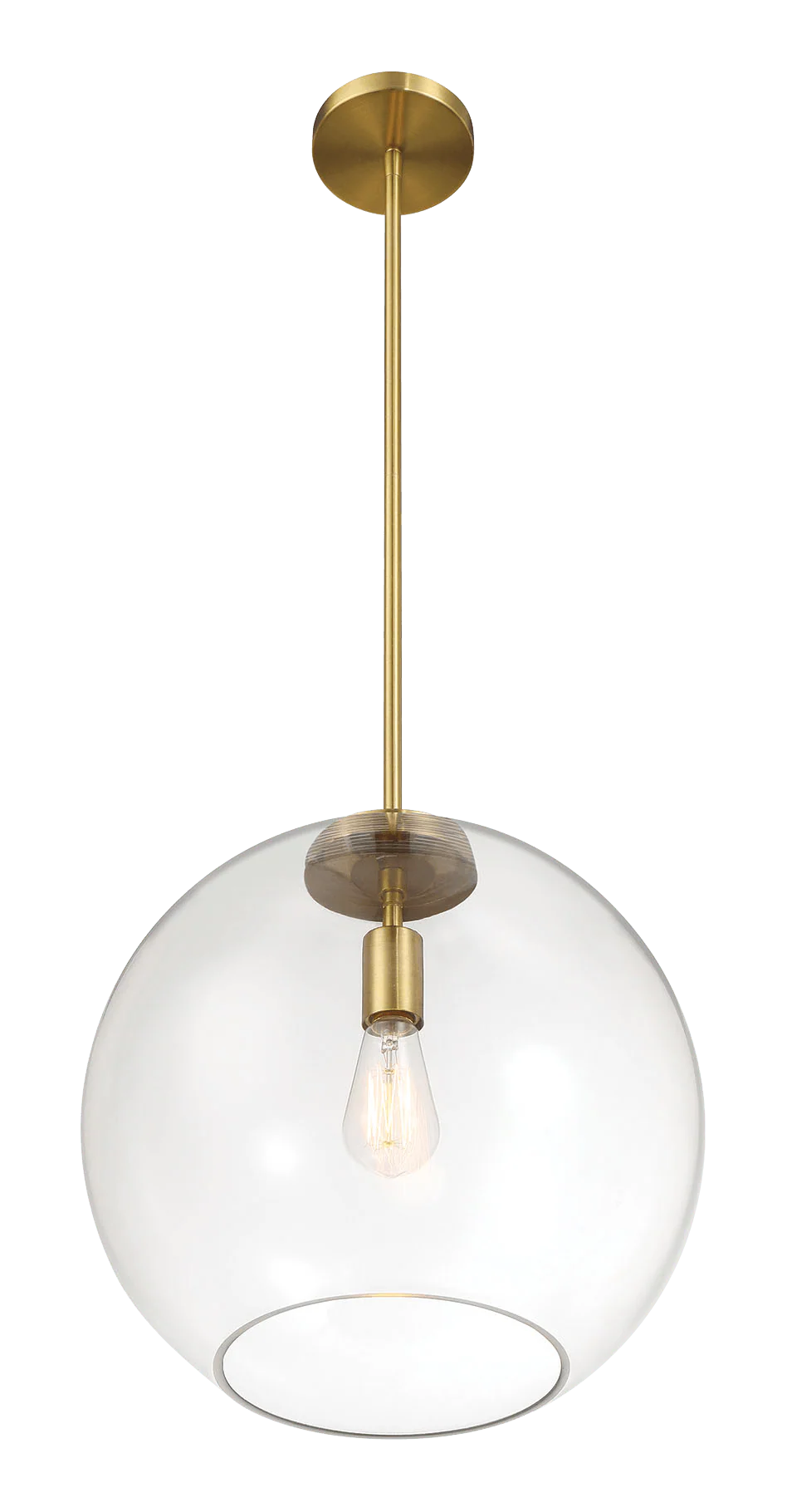 Gleam Single Light Pendant Lamp With Clear Globe Glass - Satin Brass - Image 4