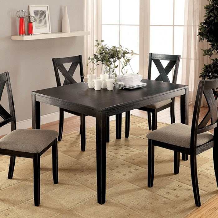 Glenham Brushed Black & Brown Dining Set / 5pc - Image 2