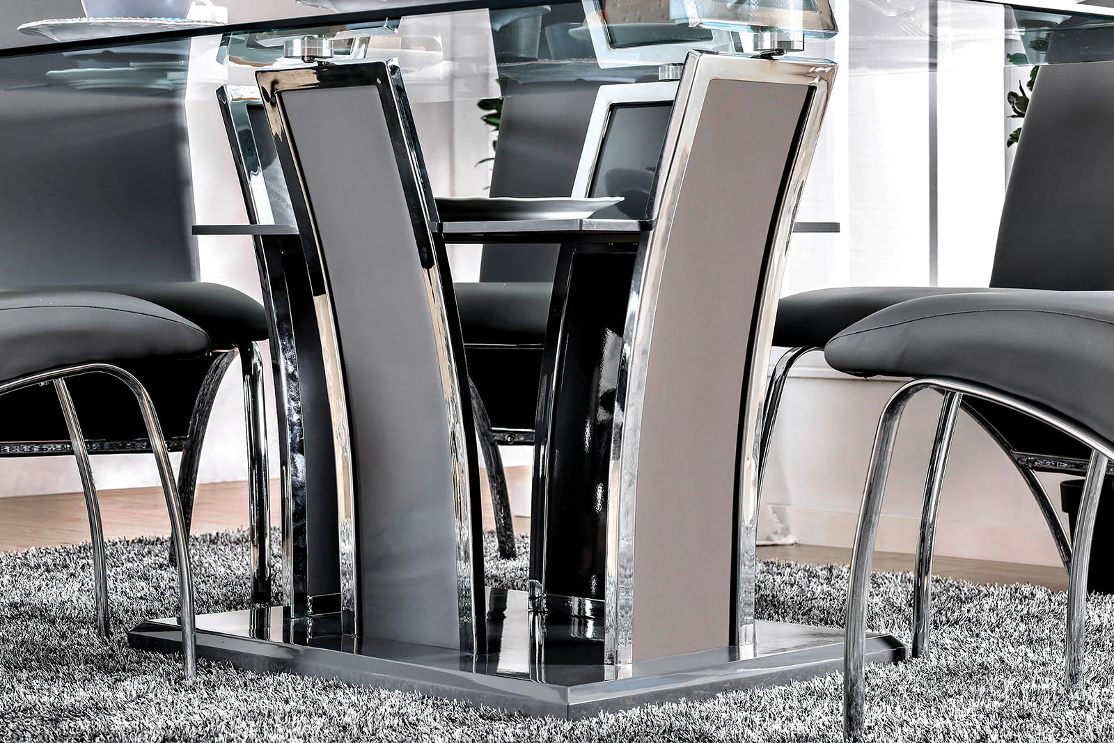 Glenview Gray/Chrome 7 Pc. Dining Set - Image 2