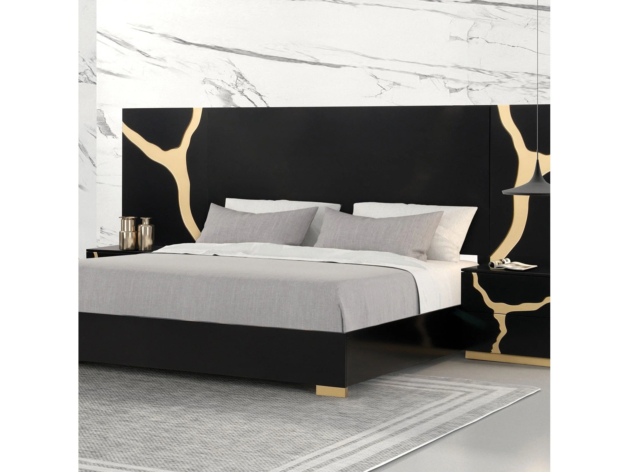 Goldsberg Black/Gold Bed Panel