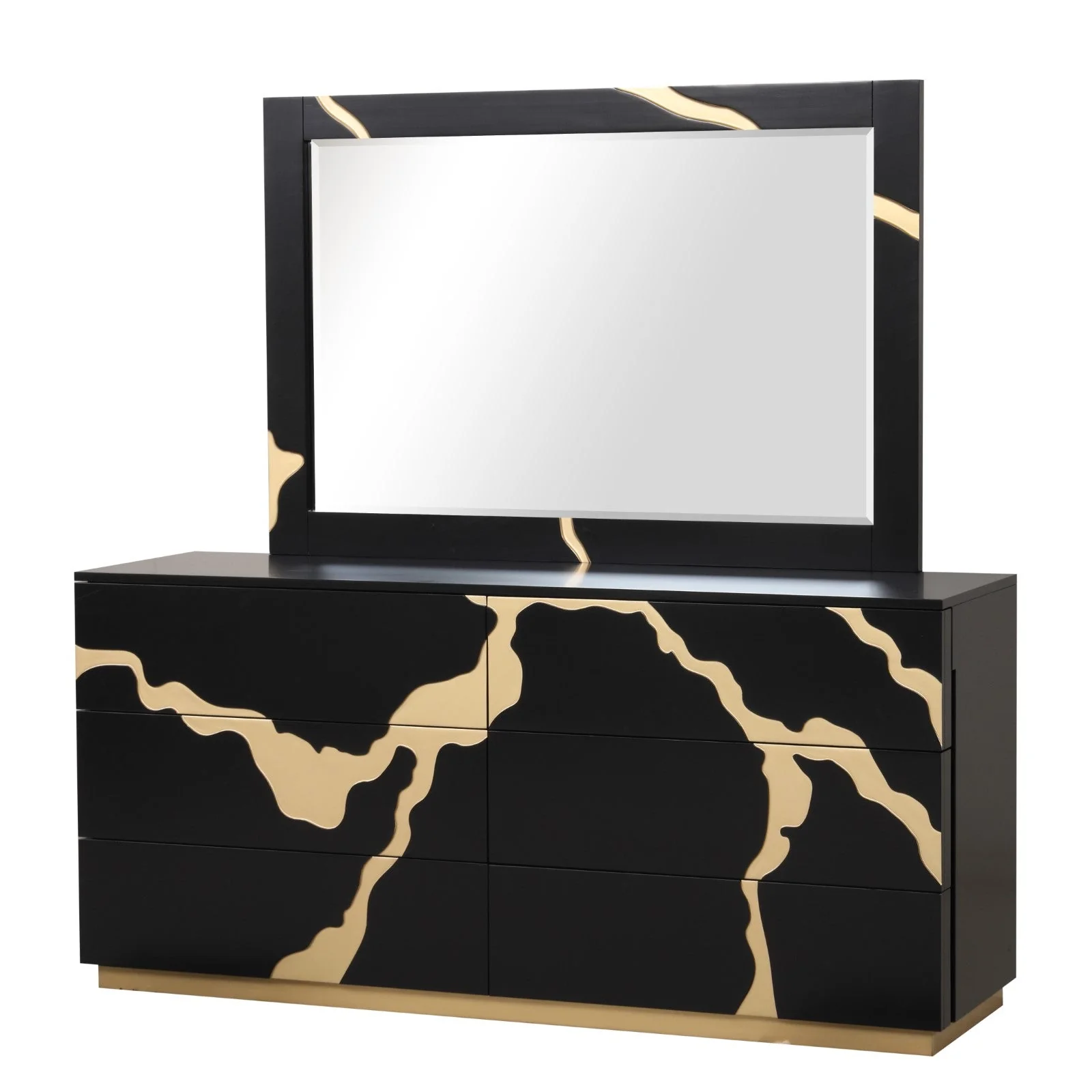 Goldsberg Black/Gold Queen 5 Piece Bedroom Set w/2 Nightstands - Image 8
