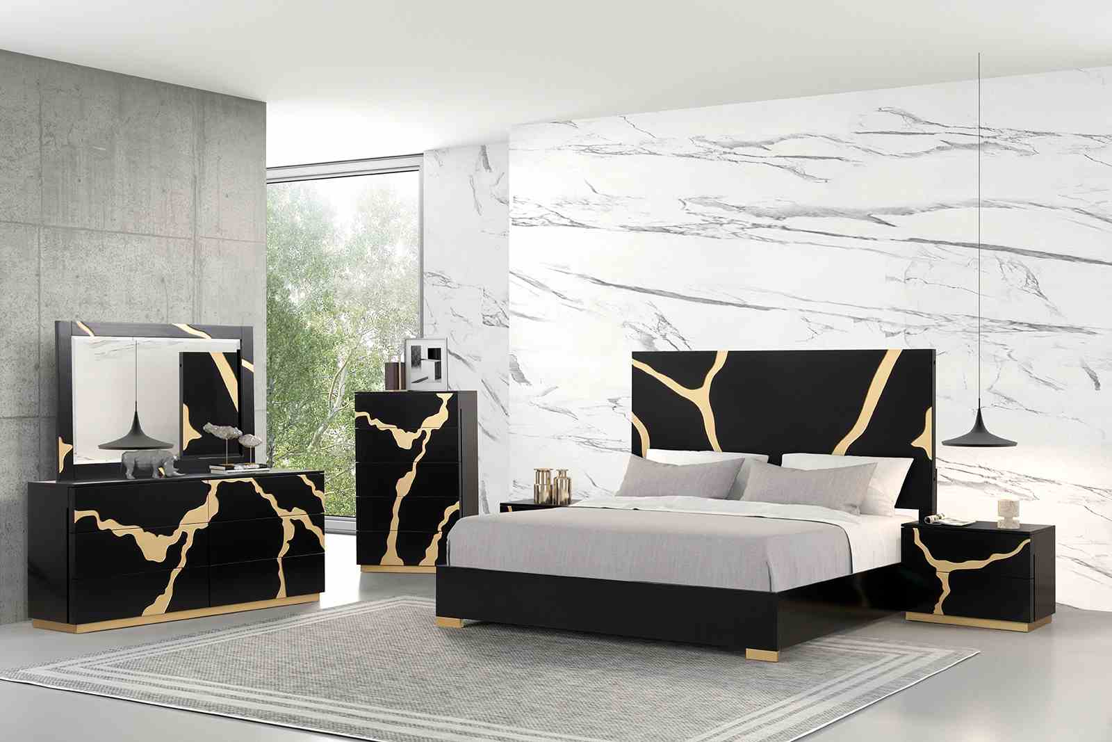 Goldsberg Black/Gold Queen Bed - Image 2