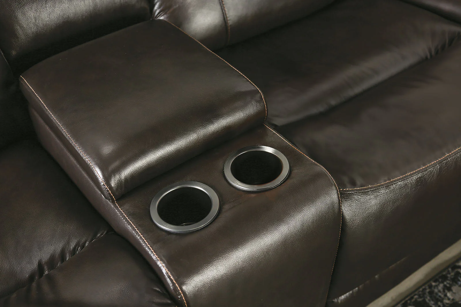Gorgius Espresso Top Grain Leather Match Power Loveseat - Image 5