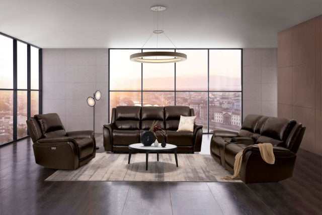 Gorgius Espresso Top Grain Leather Match Power Recliner - Image 2