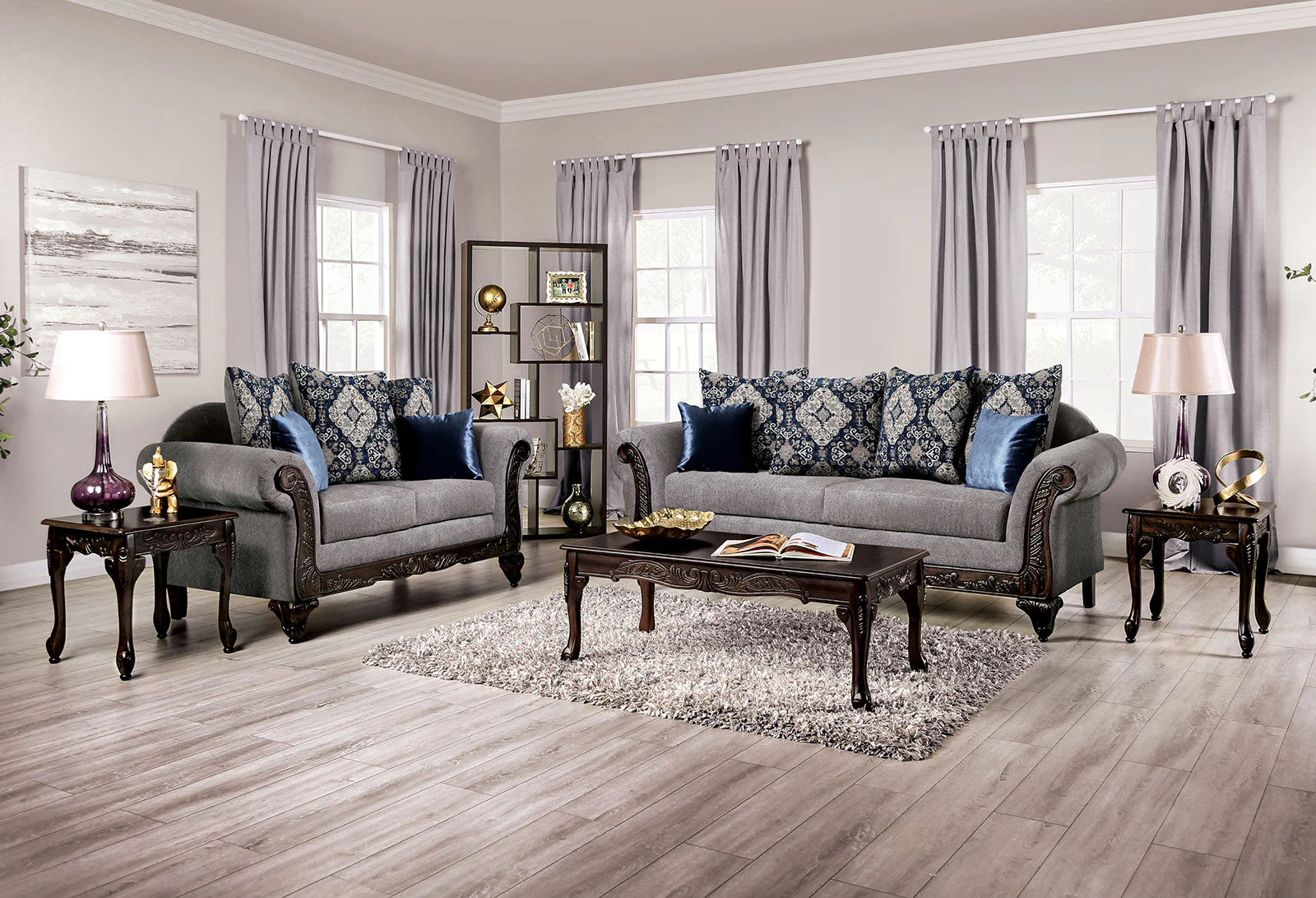 Gustavo Gray/Walnut Loveseat - Image 2