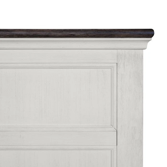 Hampstead White/Dark Brown Queen 5 Piece Bedroom Set w/2 Nightstands - Image 5