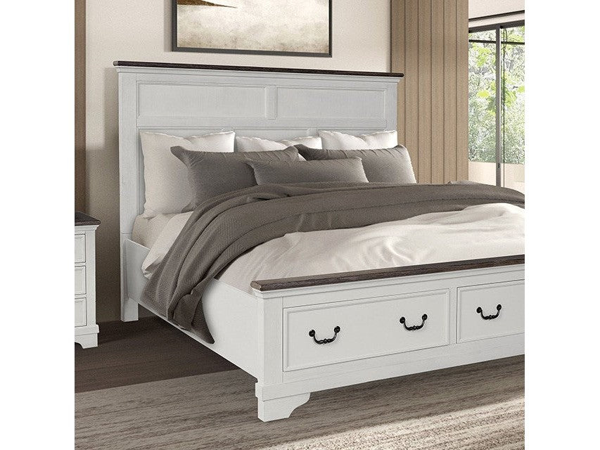 Hampstead White/Dark Brown Queen Bed