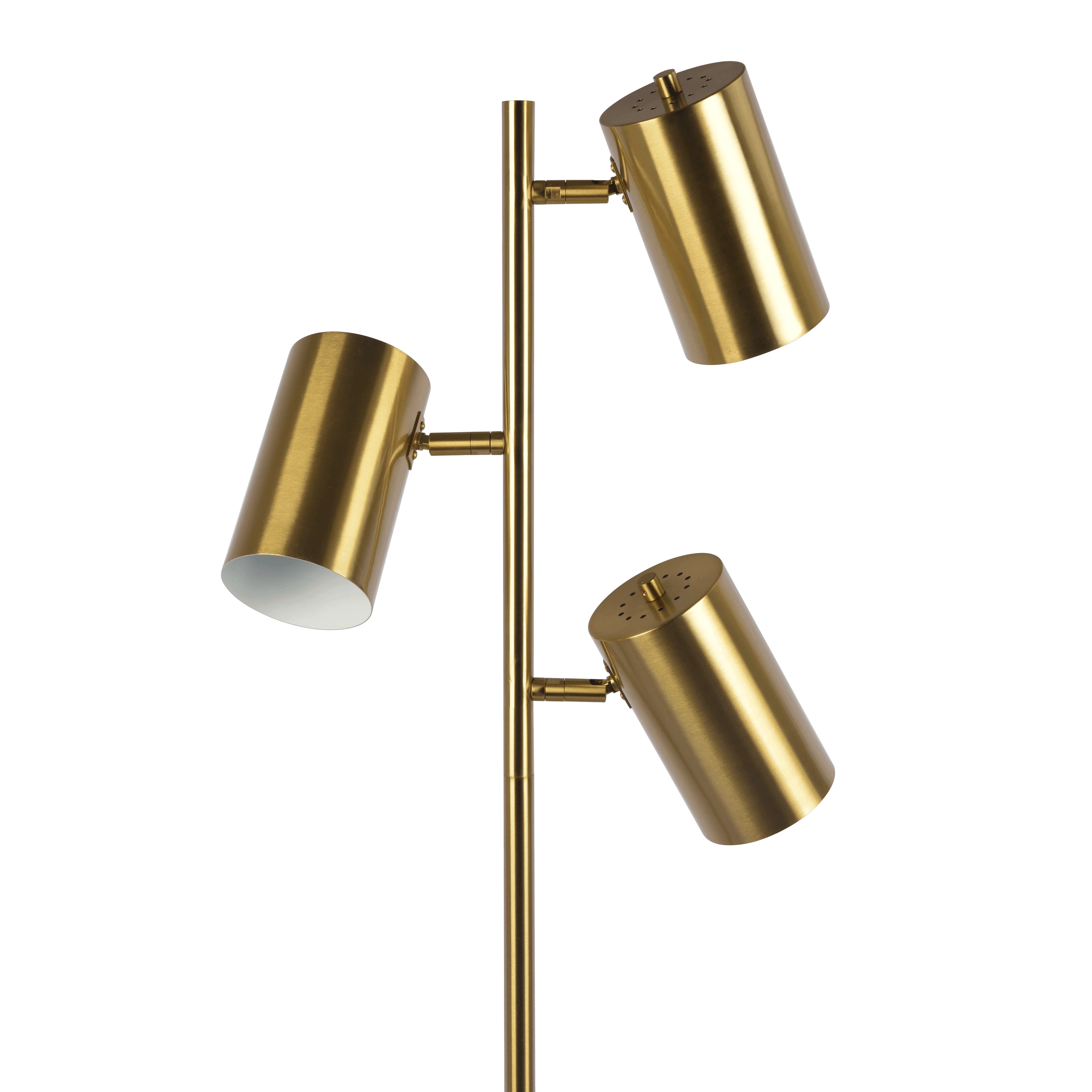 Harmony Brassed Gold Floor Lamp with Rotary Switch Triple Spots Metal Block Base - Image 3