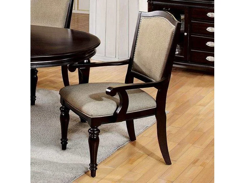 Harrington Dark Walnut & Tan Arm Chair (Set of 2)