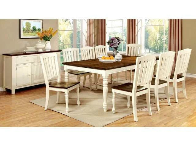 Harrisburg Vintage White/Dark Oak Dining Table w/ 18" Butterfly Leaf