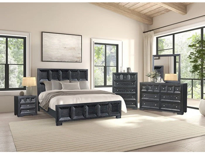 Hatton Cross Weathered Black Queen 5 Piece Bedroom Set w/2 Nightstands