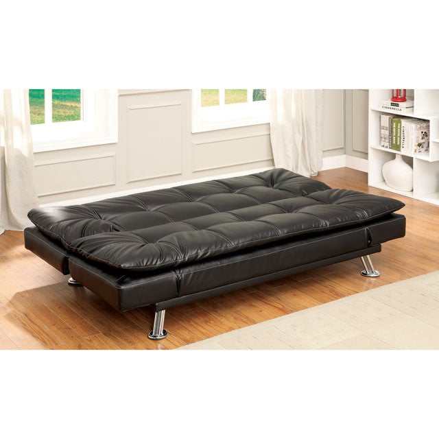 Hauser Black/Chrome Futon Sofa - Image 3