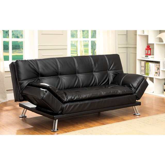 Hauser Black/Chrome Futon Sofa - Image 4