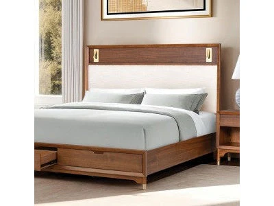 Hepburne Eastern King Walnut Bed w/Storage Footboard