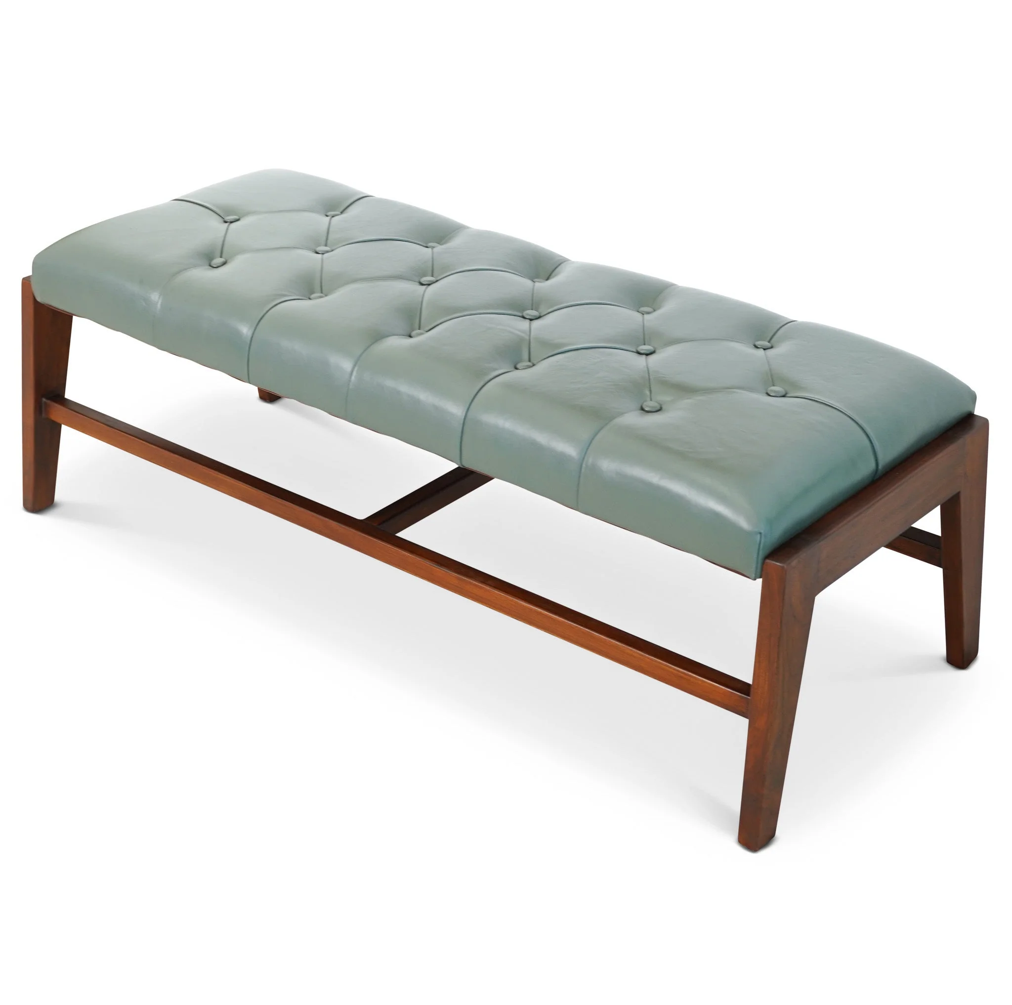 Hera Bench With Buttons (Green Leather) - Image 7