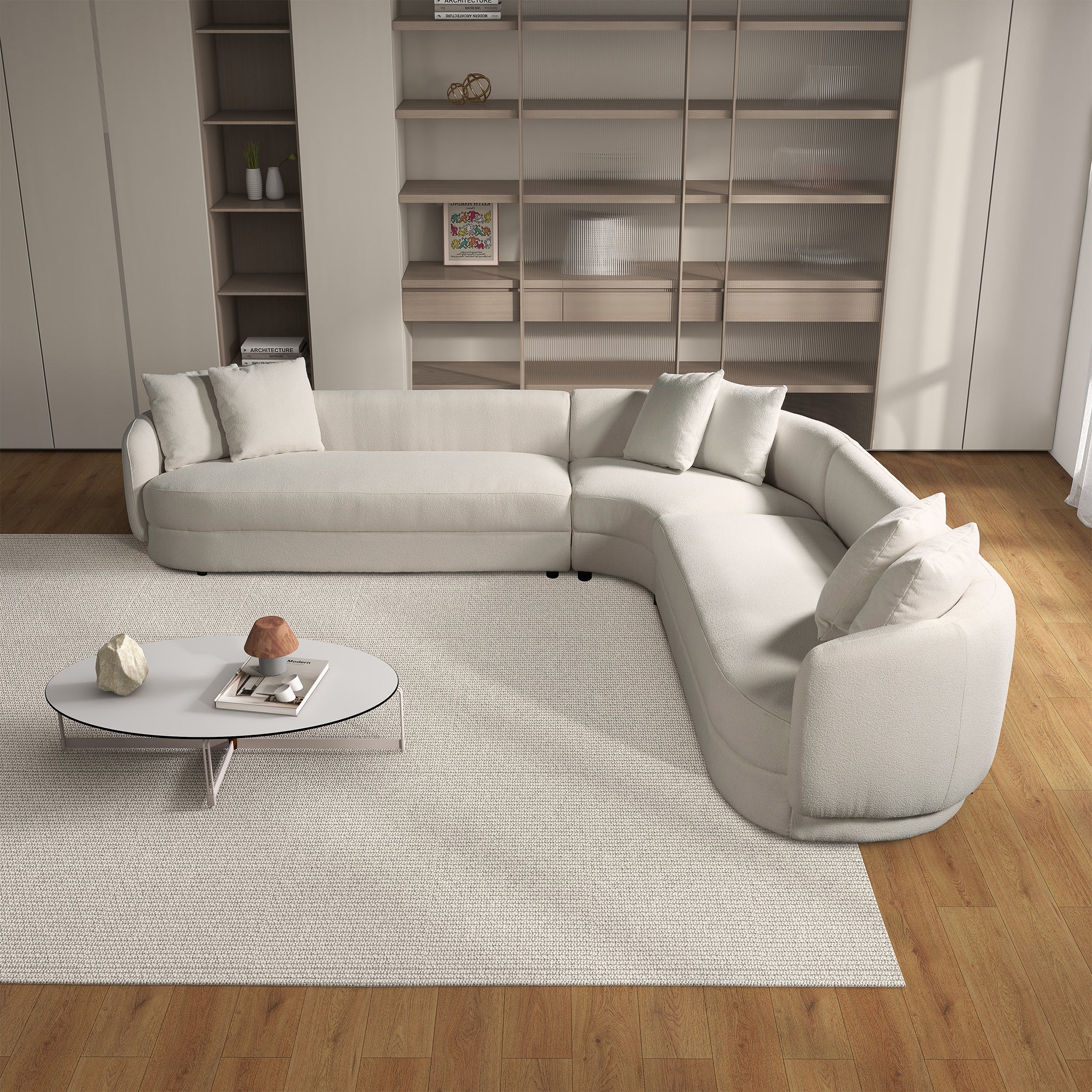 Highline Cream Boucle Corner Sofa - Image 2