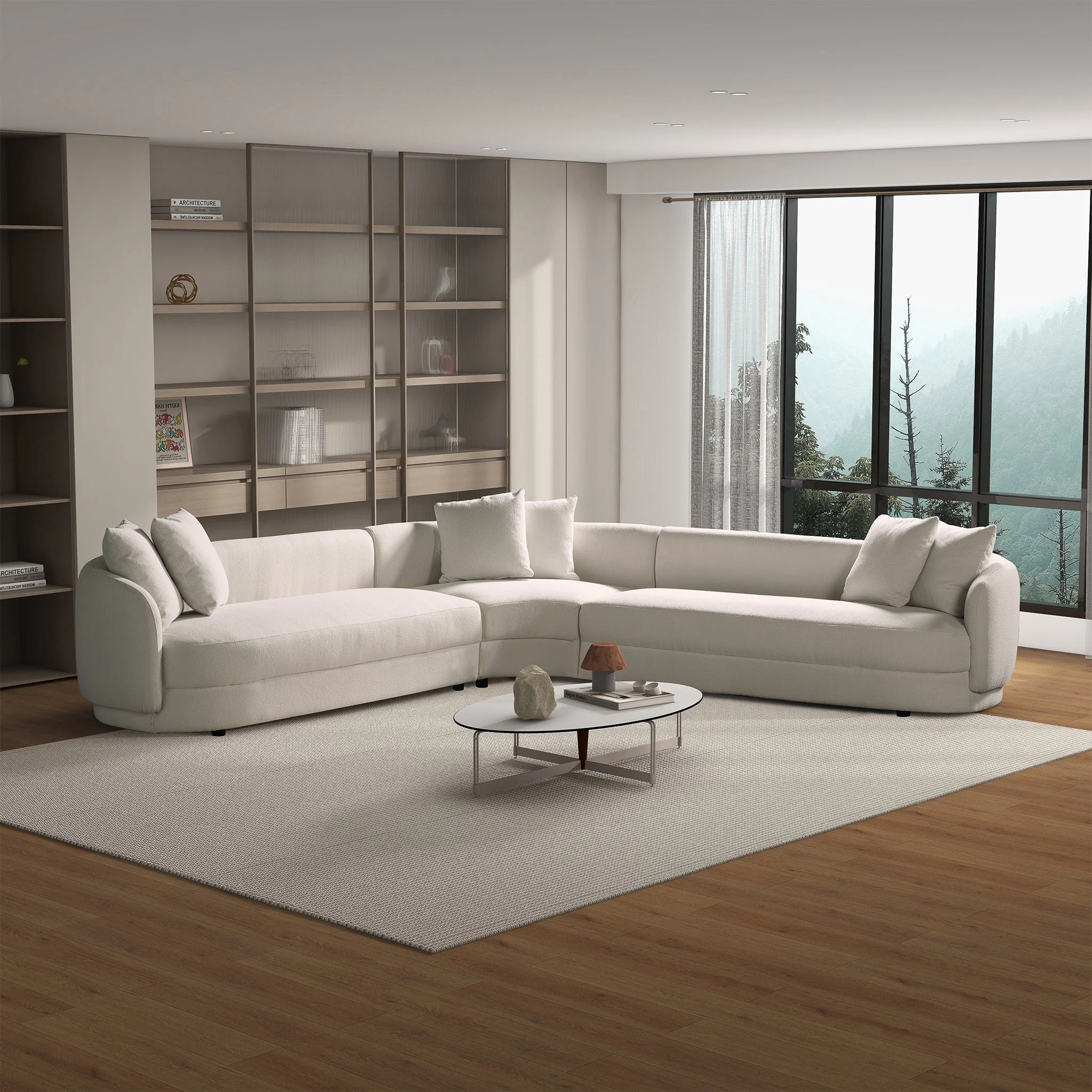 Highline Cream Boucle Corner Sofa - Image 3