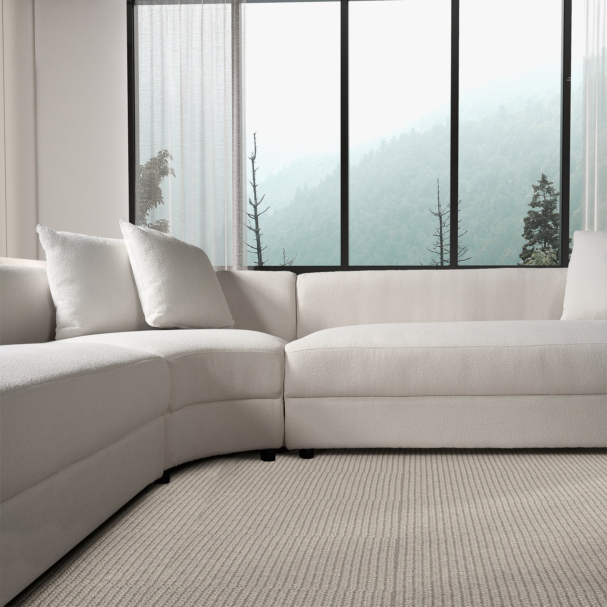 Highline Cream Boucle Corner Sofa - Image 4