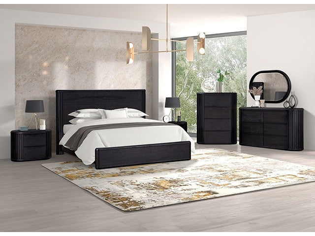Hildesheim Black Queen 5 Piece Panel Bedroom Set w/2 Nightstands