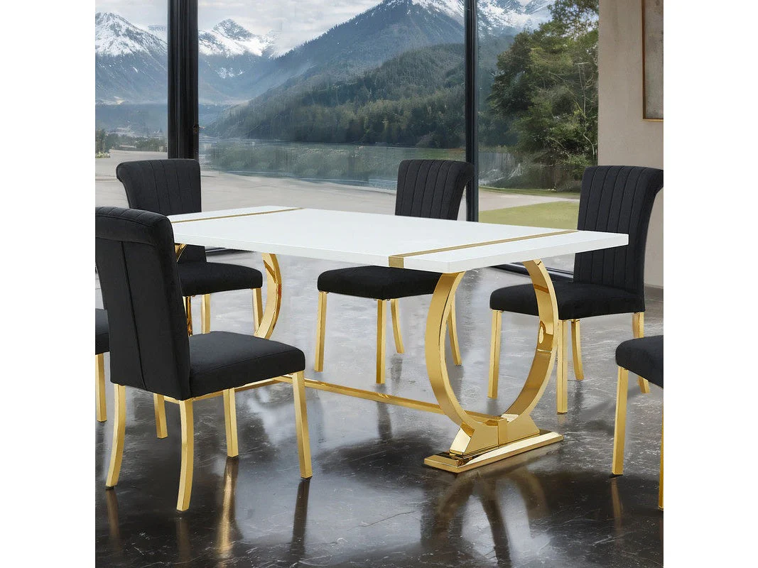Holbaek Gold/White 80" Dining Table