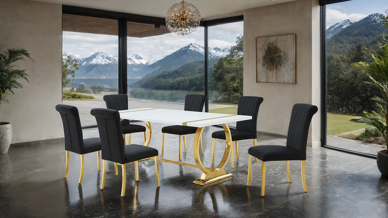 Holbaek Gold/White 80" Dining Table - Image 2