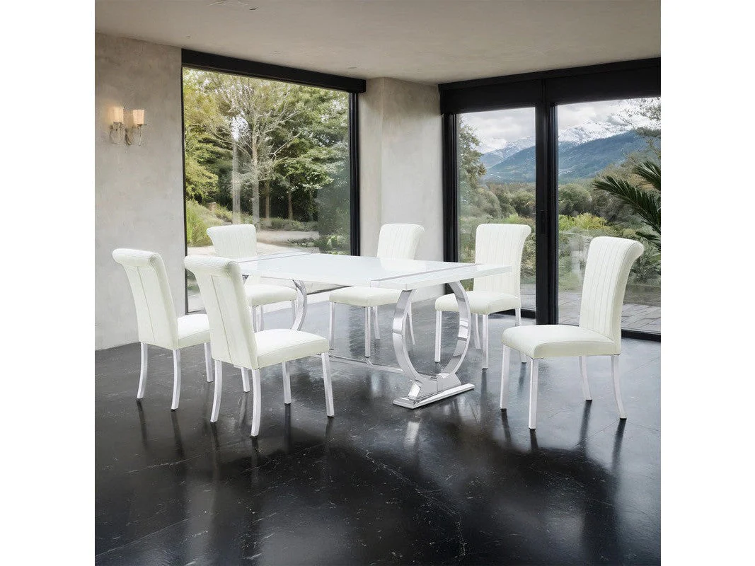 Holbaek Silver/White 7 Pc. Dining Table Set