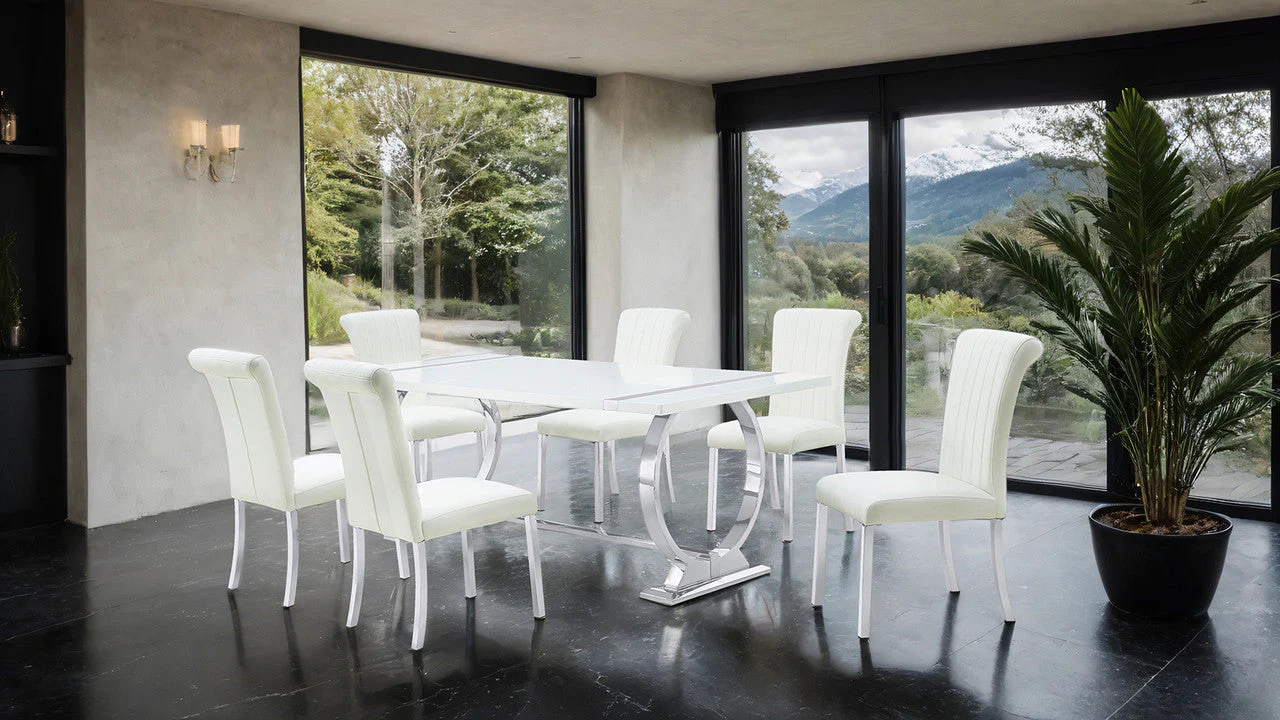 Holbaek Silver/White 7 Pc. Dining Table Set - Image 2