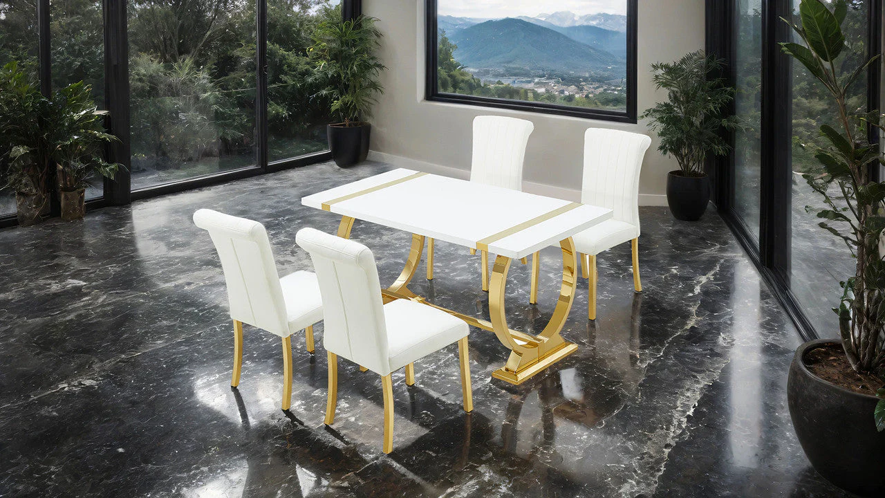 Holstebro Gold/White 5 Pc. Dining Table Set - Image 2