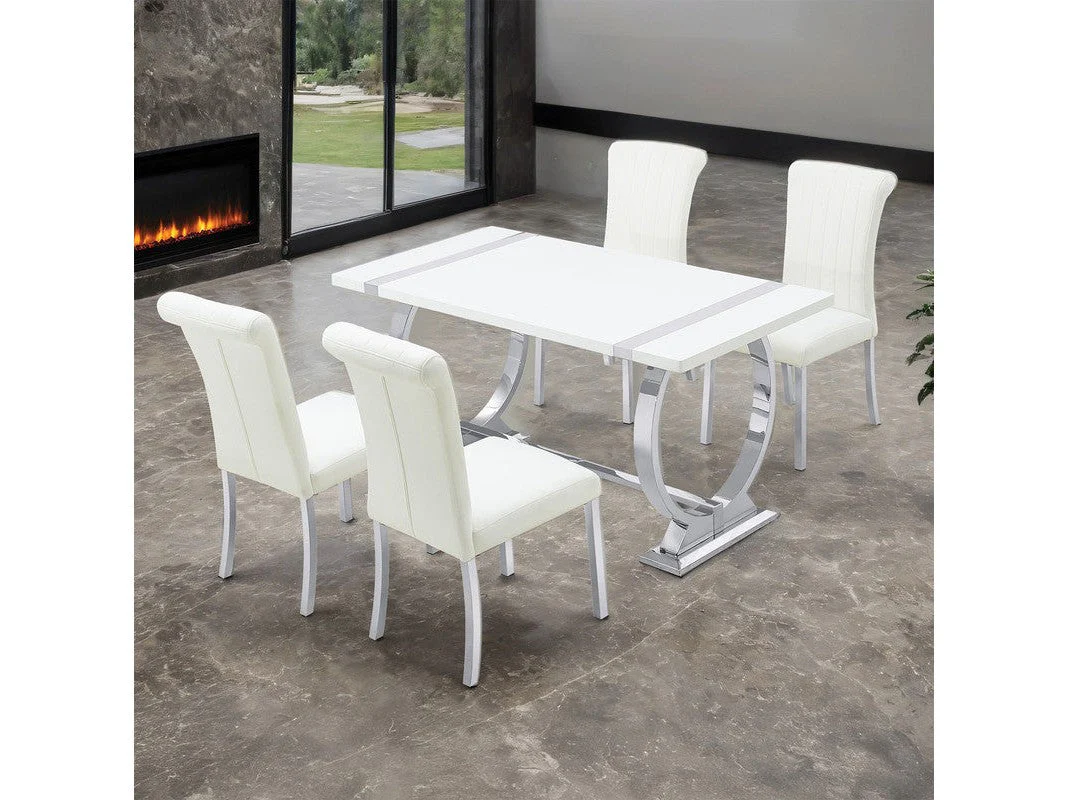 Holstebro Silver/White 5 Pc. Dining Table Set