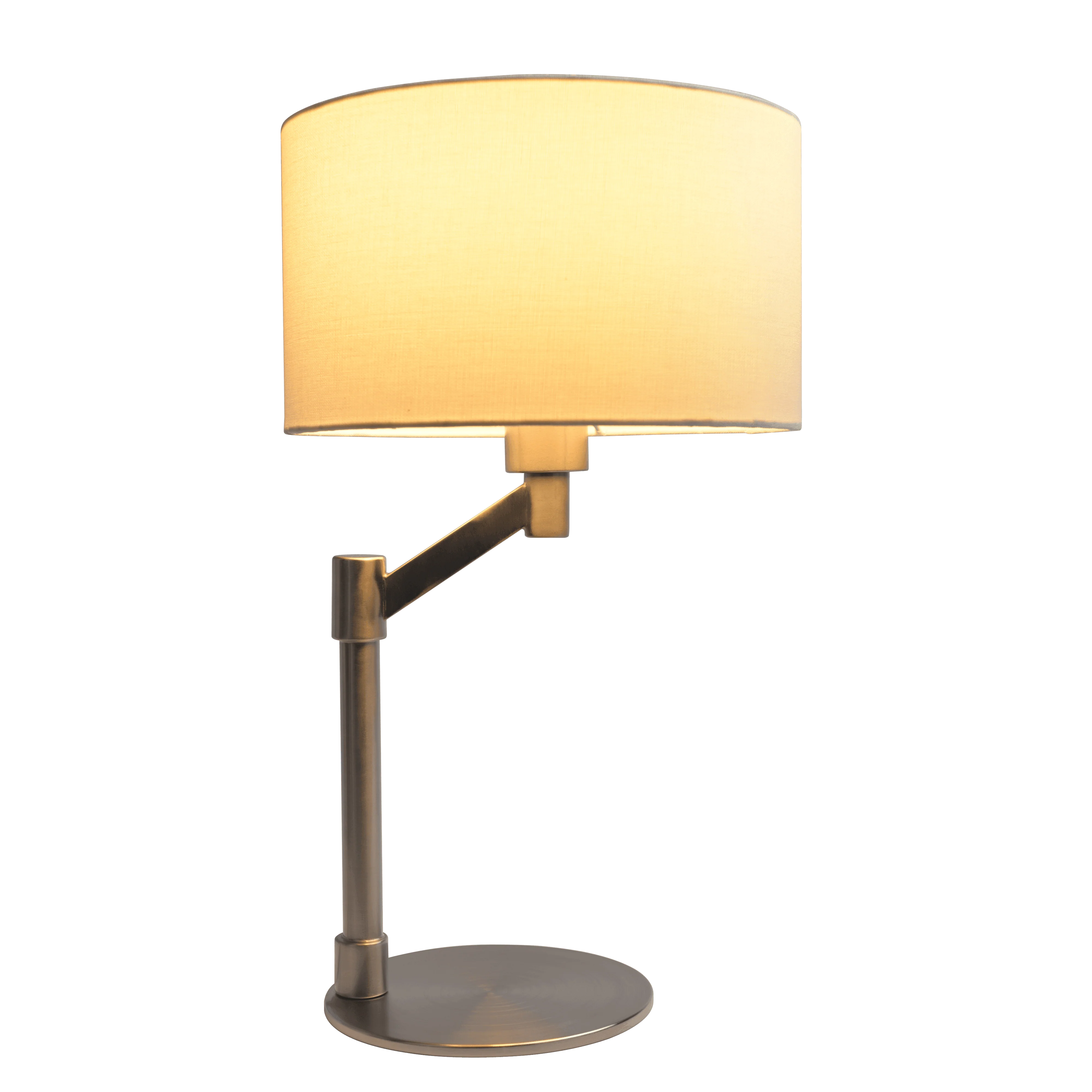 Horizon Brushed Nickel Table Lamp with On/Off Switch Curved Metal Base Linen Shade - Image 2