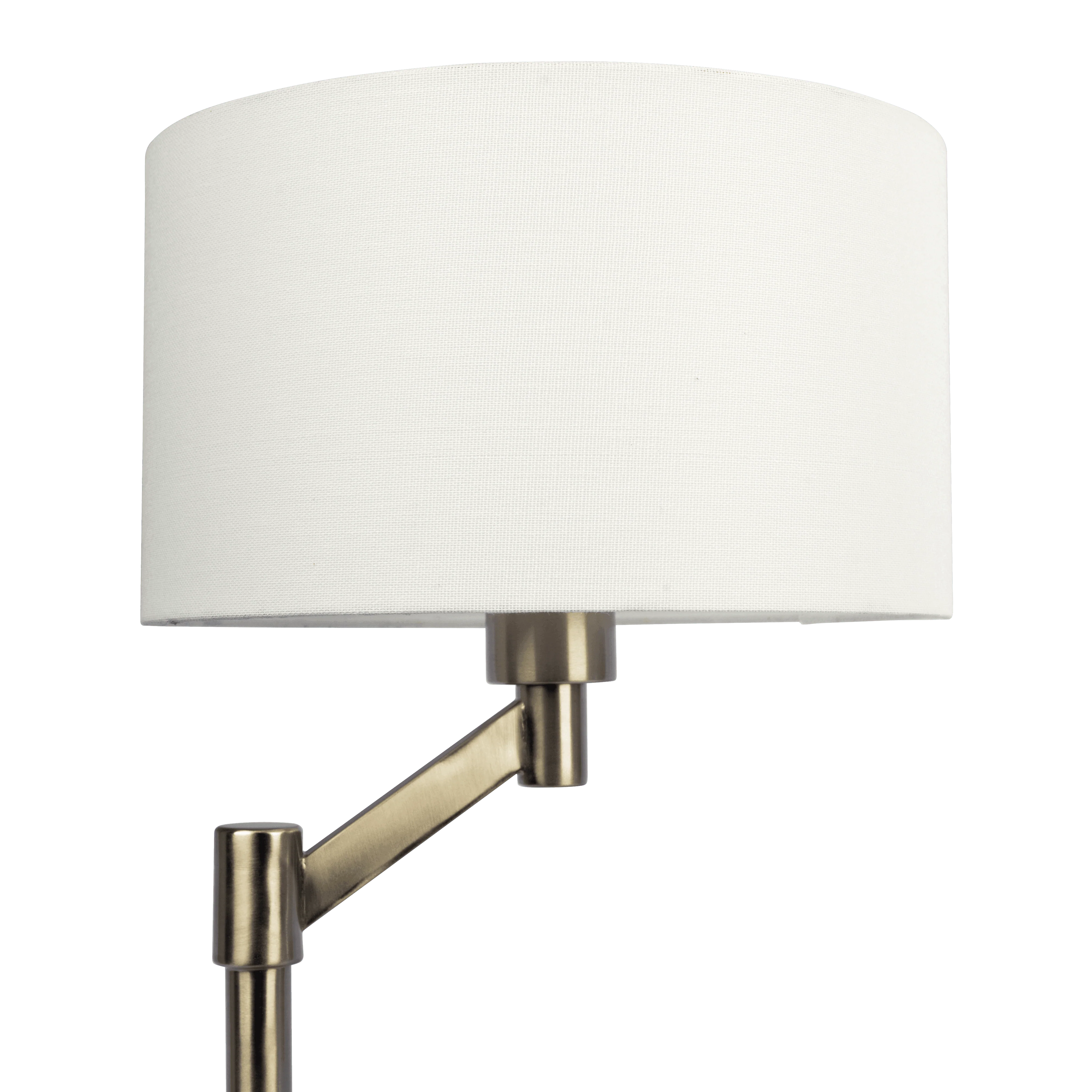 Horizon Brushed Nickel Table Lamp with On/Off Switch Curved Metal Base Linen Shade - Image 3