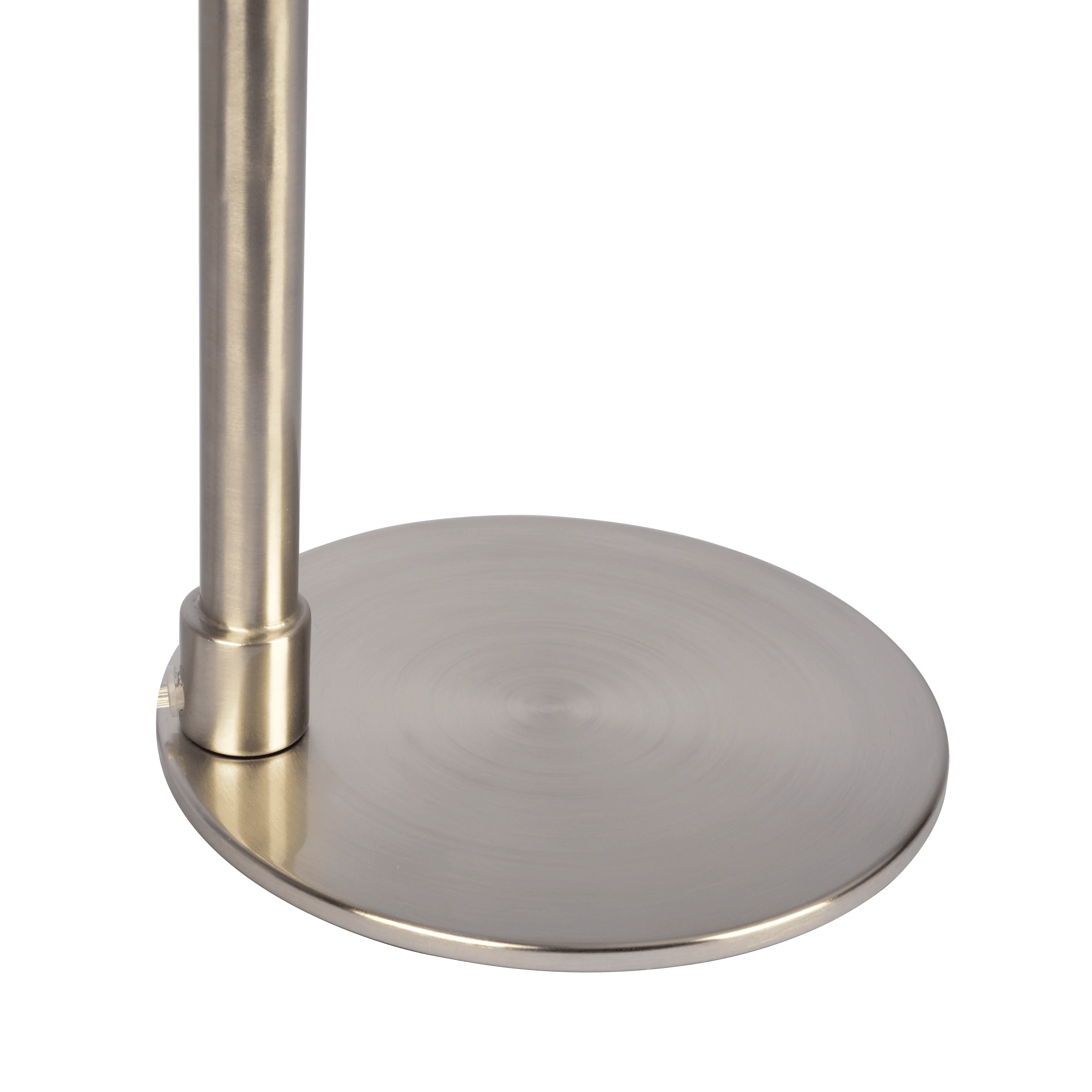Horizon Brushed Nickel Table Lamp with On/Off Switch Curved Metal Base Linen Shade - Image 4