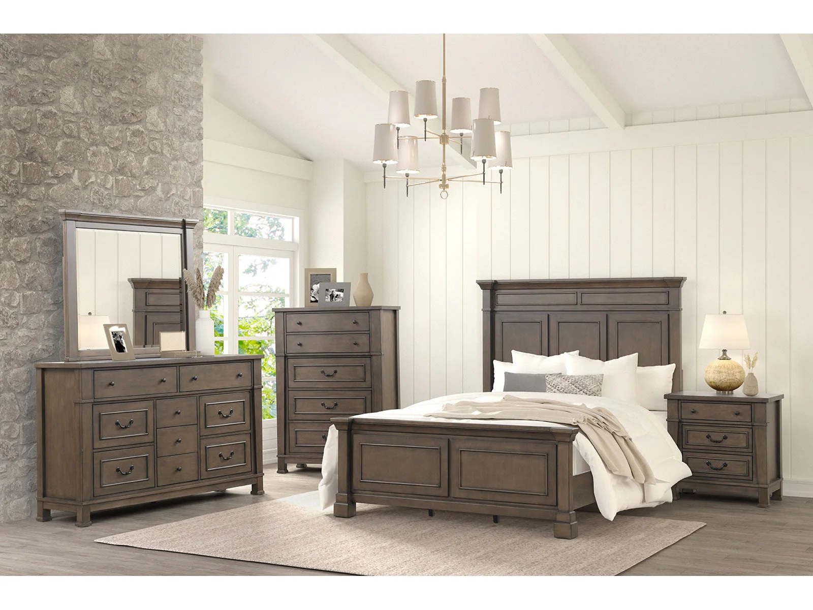 Huddersfield Dark Brown Queen 5 Piece Bedroom Set w/2 Nightstands