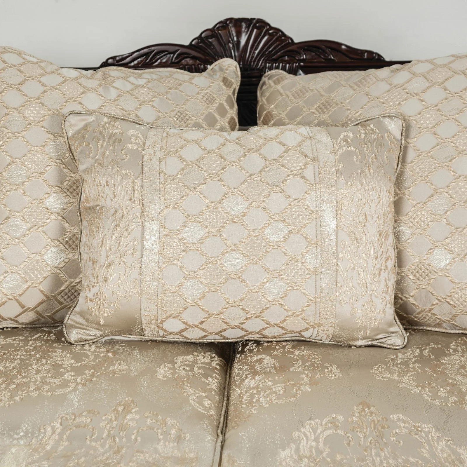 Huelva Beige/Dark Cherry Upholstery Living Room Set - Image 5