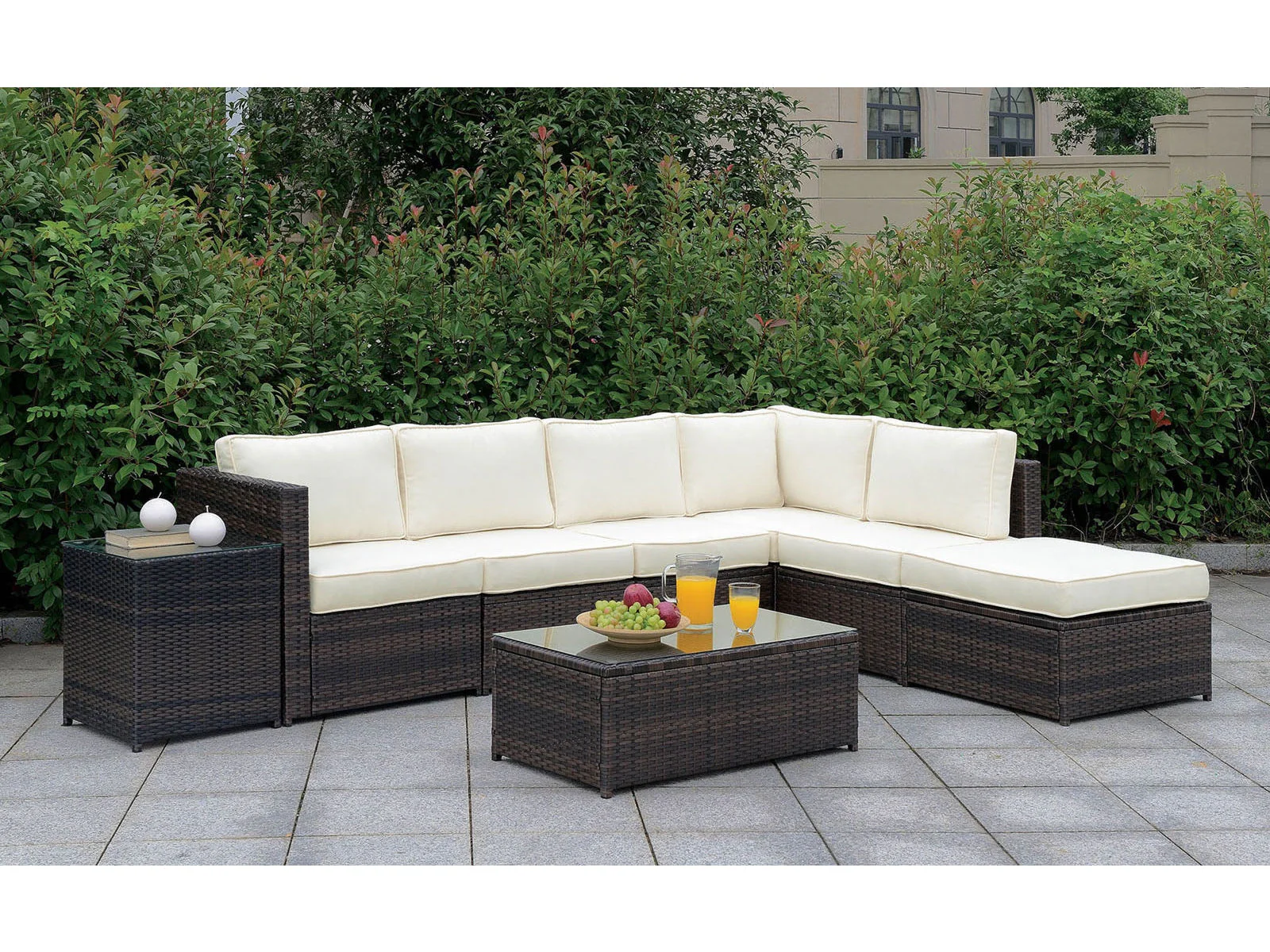 Ilona Brown/Beige L-Sectional & Coffee Table & End Table