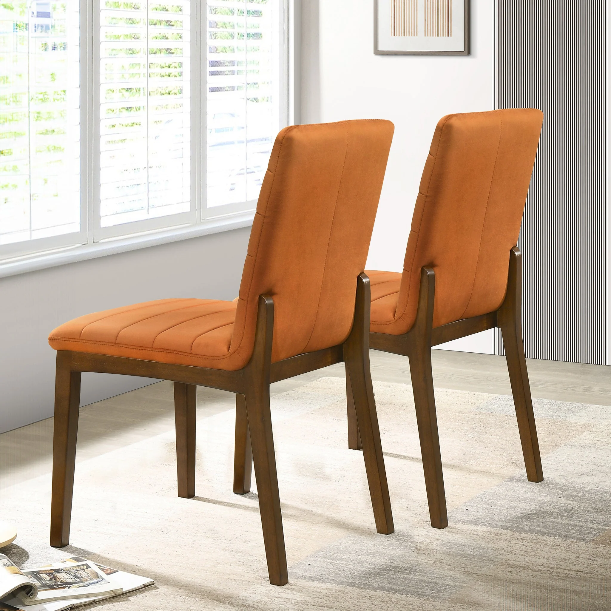 Ines Burnt Orange Velvet Dining Chair (Set Of 2) - Image 2