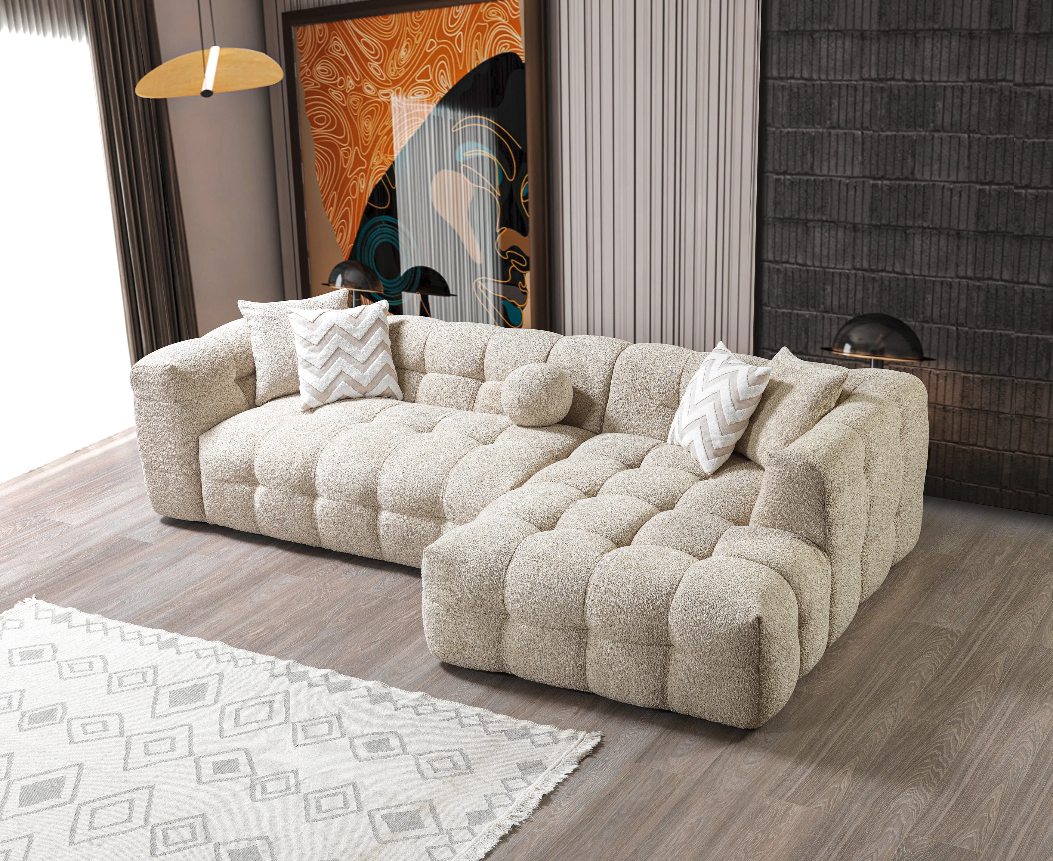 Ivy Sand Boucle RAF 110" Sectional - Image 4