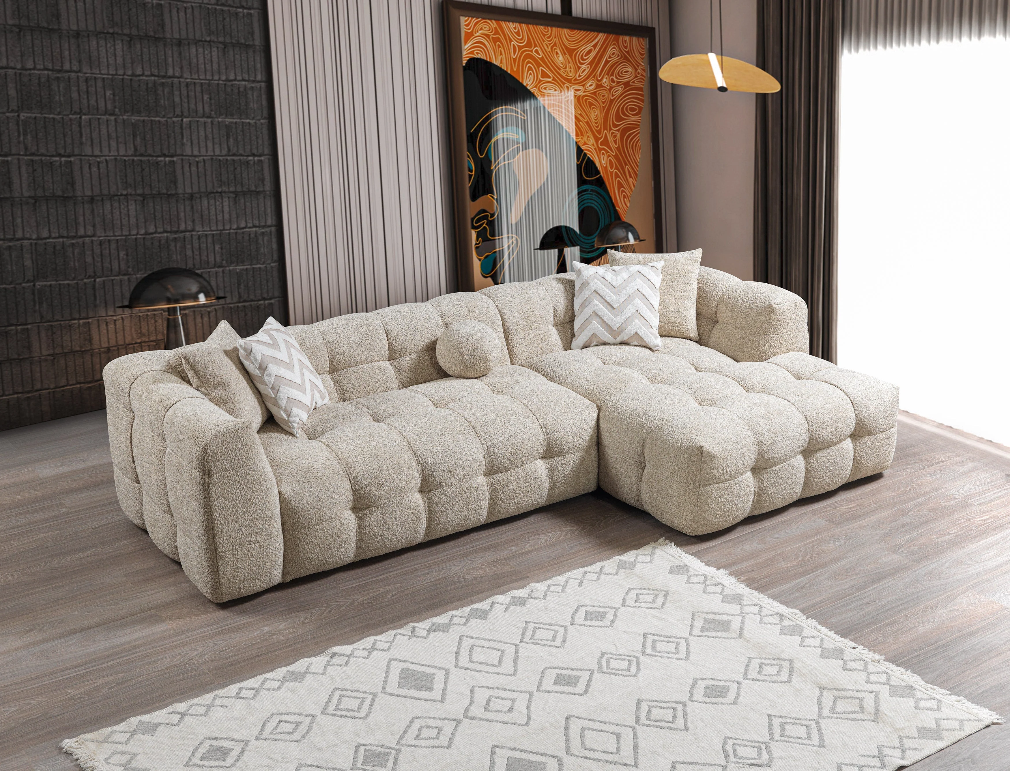 Ivy Sand Boucle RAF 110" Sectional - Image 5