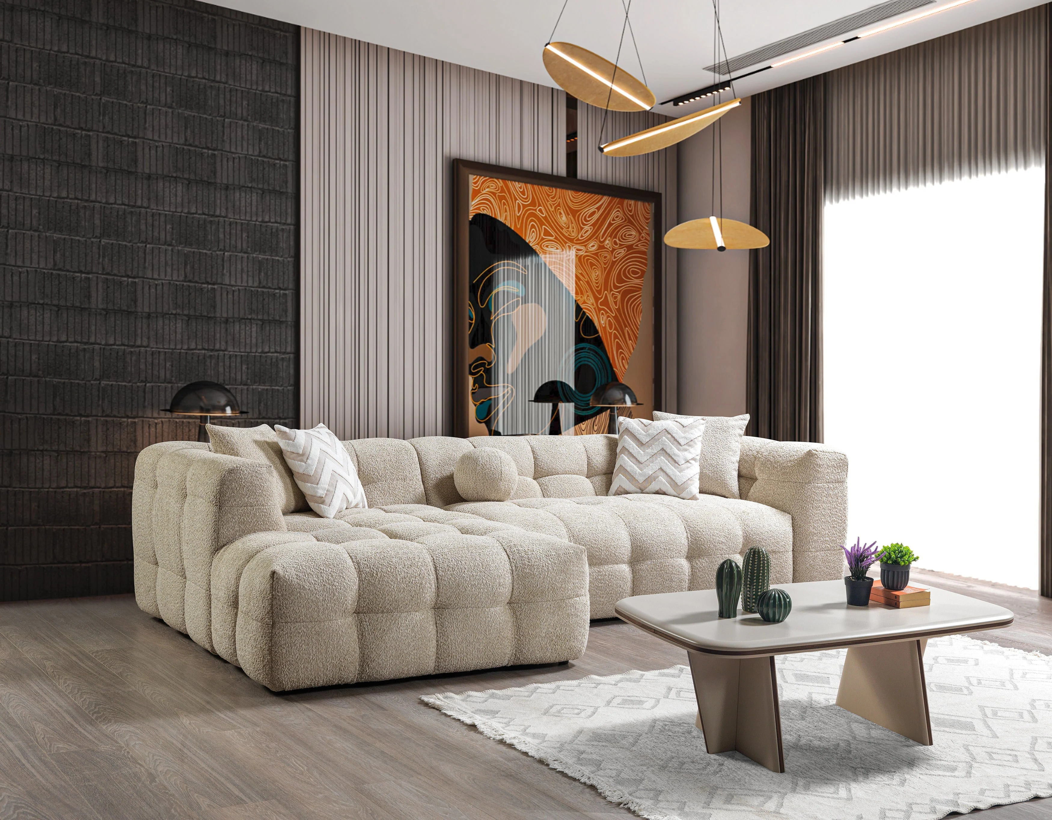 Ivy Sand Boucle LAF 110" Sectional - Image 2