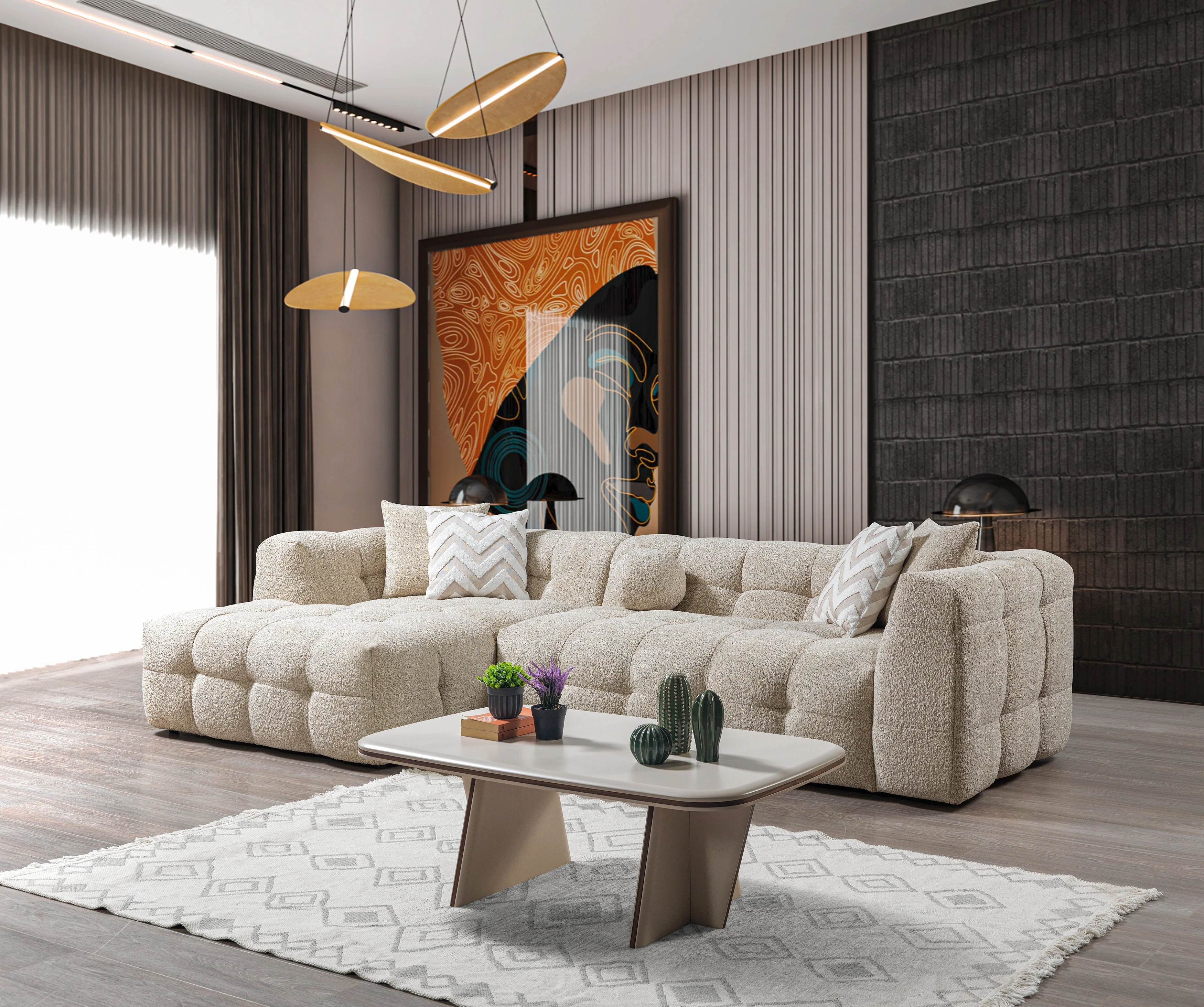 Ivy Sand Boucle LAF 110" Sectional - Image 5