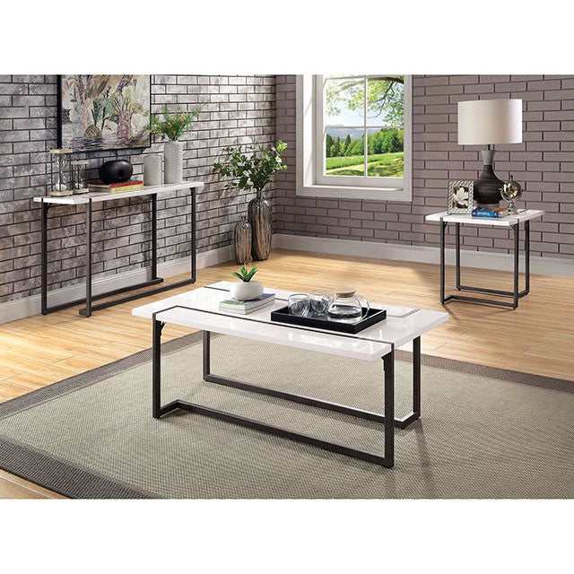 izar White/Gun Metal End Table - Image 2