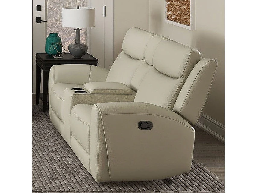 Jacobus Beige Leather Loveseat - Image 2