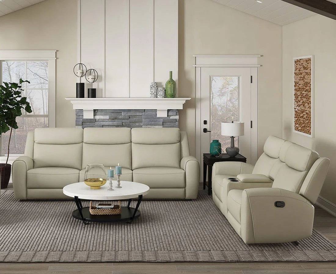 Jacobus Beige Leather Loveseat - Image 3