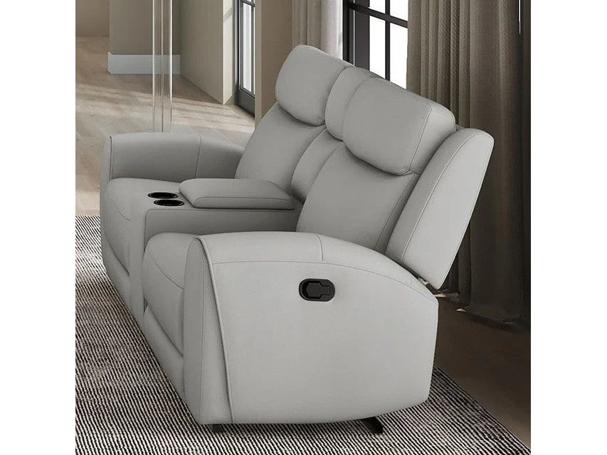 Jacobus Light Gray Leather Loveseat