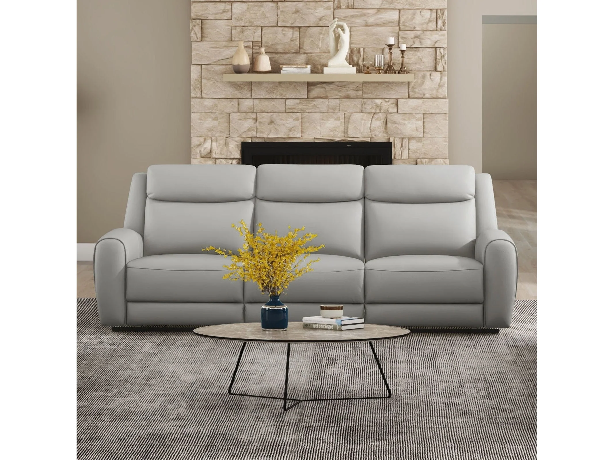 Jacobus Light Gray Leather Sofa