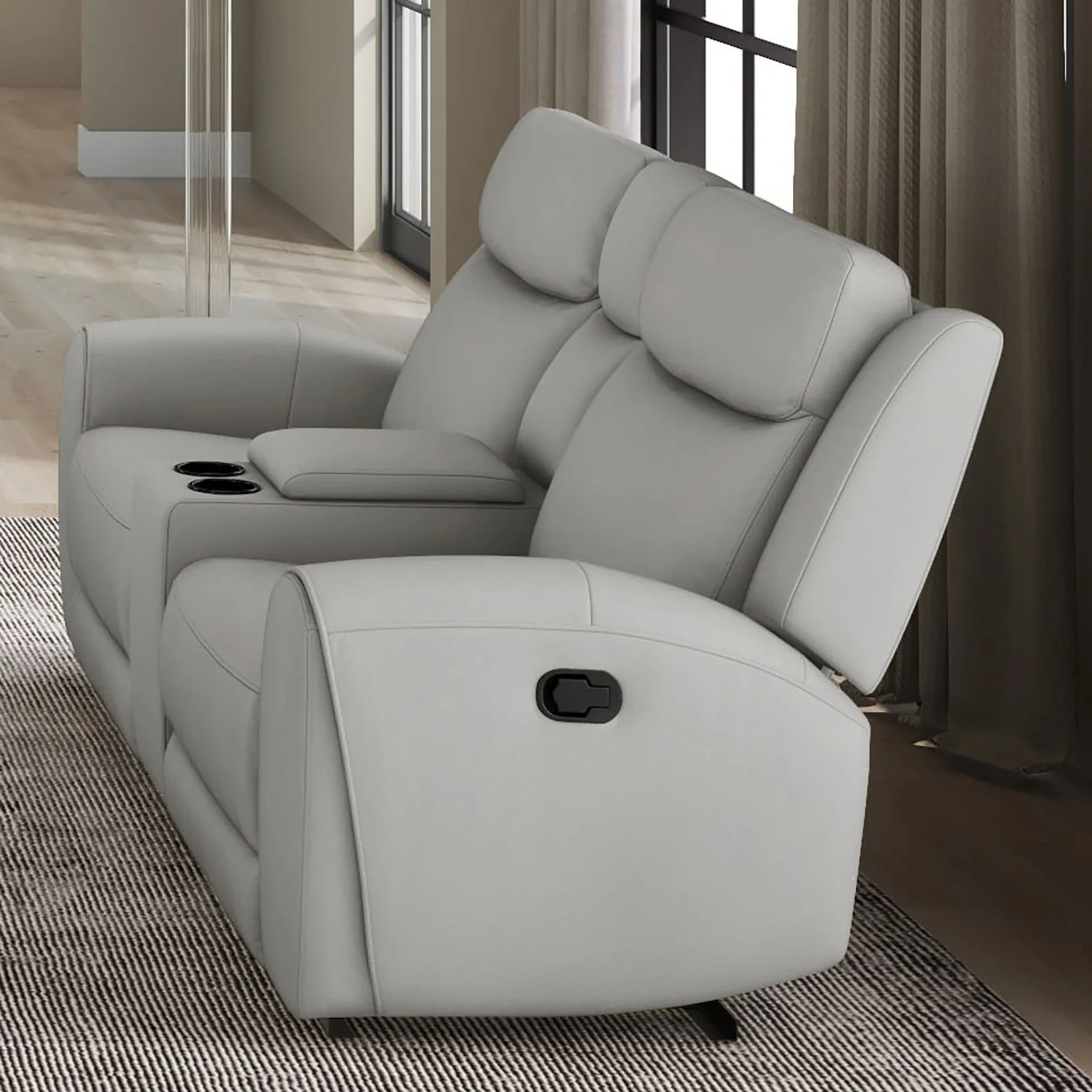 Jacobus Light Gray Leather Sofa & Loveseat - Image 3